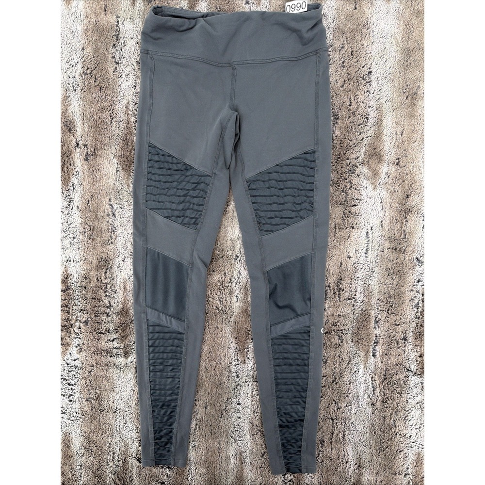 Alo Yoga Leggings Women S Gray Moto Mesh Cutout High-Waist Athletic